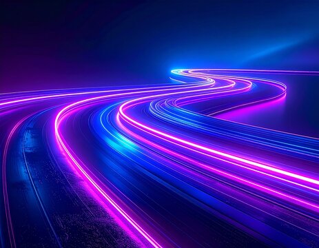 Futuristische Neonlinien in Blau und Violett