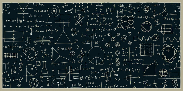 Chalkboard drawing of scientific formulas and diagrams detailed vector illustration