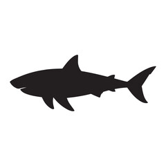 Obraz premium Black silhouette of a shark swimming