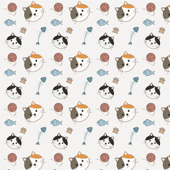 Naklejka premium Cute Cat Seamless Pattern for Kids