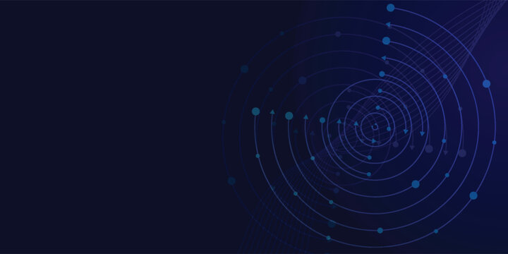 Abstract line circle with points background. Global network connection or communication technology concept design. Vector illustration.