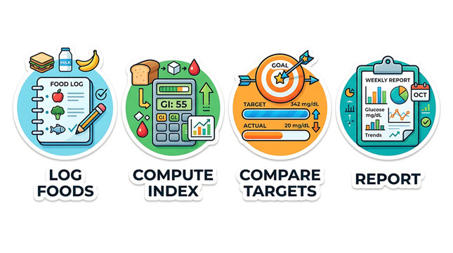A graphic illustration comparing targets and reporting data with logs and computations.