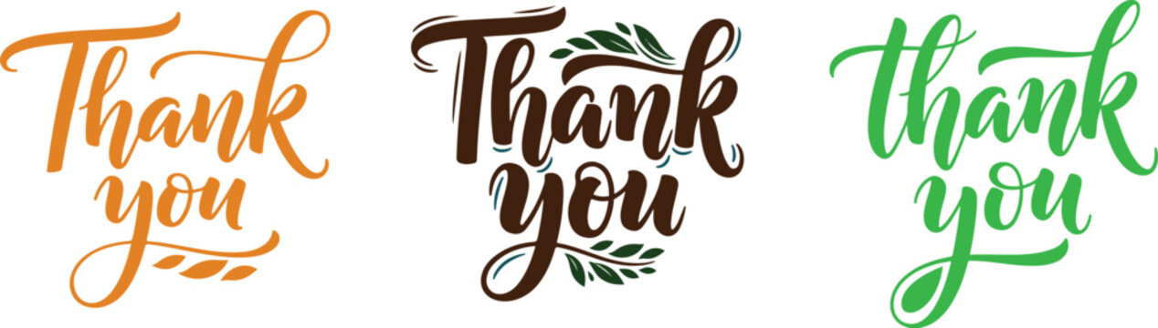 Thank you expressions in various colors and styles