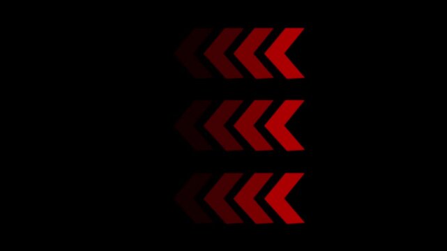 Dark red chevron arrows pointing to the left arranged in three rows on a solid black background for navigation and direction indicators