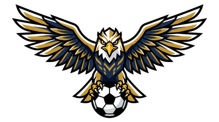 Fototapeta premium Aggressive Eagle Mascot Holding A Soccer Ball Graphic Illustration Design For Sports Team Branding And Athletic Identity