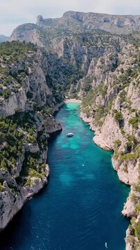 Aerial view above the Calanque de Cassis in the Calanques National Park, Southern France
