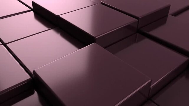 Abstract 3 d render of interlocking geometric cubes with dark metallic finish and dramatic lighting