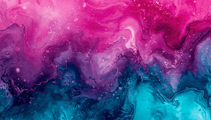 Obraz premium Abstract fluid art background with swirling pink and deep blue liquid paint textures abstract background colorful