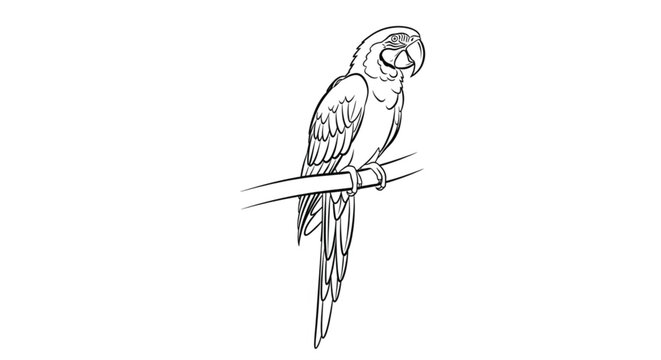 Colorful Parrot Perched on Branch.