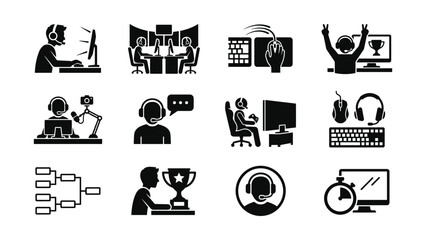 Set of e-sports and professional gaming icon collection. © tr