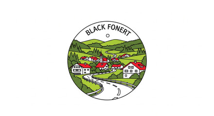 Obraz premium Black Fonert rural village scene logo.