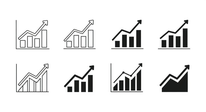 Black and white business growth charts.