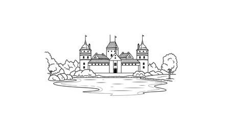 Castle with towers and water. © Umroh