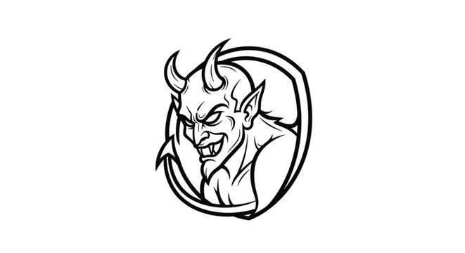 Cartoon devil character with horns smiling.