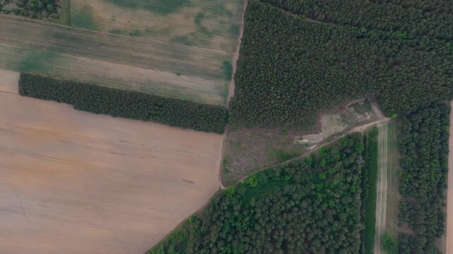 Aerial View of Agricultural Fields and Forest Land Clearing