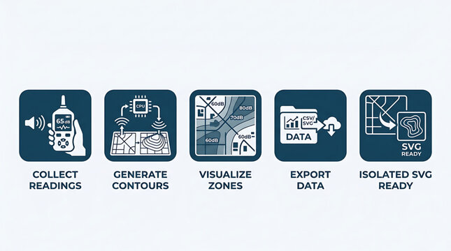 The process of collecting readings and generating contours for data analysis and visualization in an industrial setting.