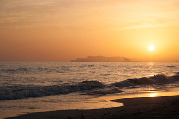 Fototapeta premium Al Baleed Beach sunset over the Arabian Sea in Salalah, Oman