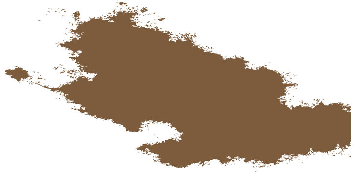Brown landmass silhouette against a white background a geographic shape with irregular edges landform terrain geography contour outline