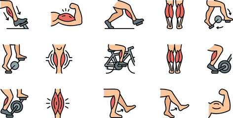Set of lower leg and calf muscle exercise icons. © choco