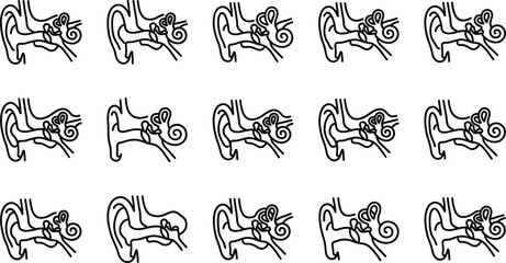 Set of medical illustrations depicting human ear anatomy. © choco
