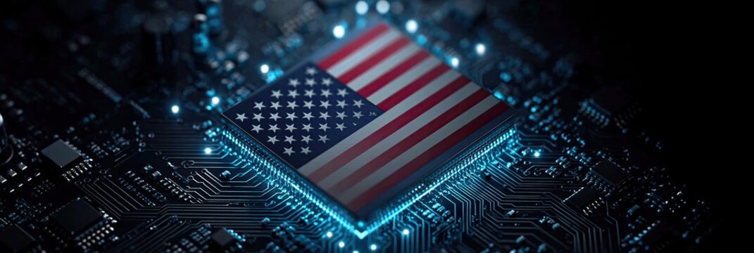 motherboard with American Flag CPU chip