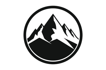 Fototapeta premium mountain logo circle silhouette line art vector illustration