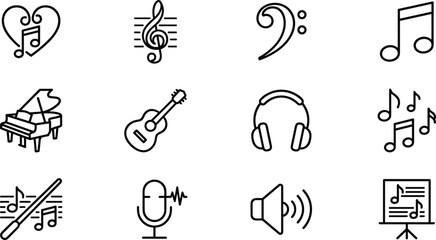 Collection of music related hand drawn icons set. © Wahid
