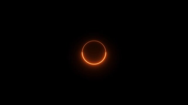 abstract circle saber light frame animation on black background. Orange loading circle saber light round ring animation.