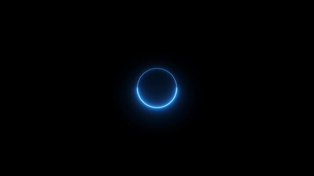 abstract circle saber light frame animation on black background. Blue loading circle saber light round ring animation.