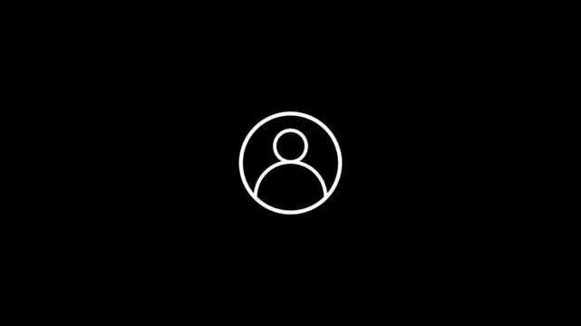 White people icon on black background. Communication man profile icon loop animation. Animation of man calling communication icon.