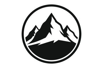 Fototapeta premium mountain logo circle silhouette line art vector illustration