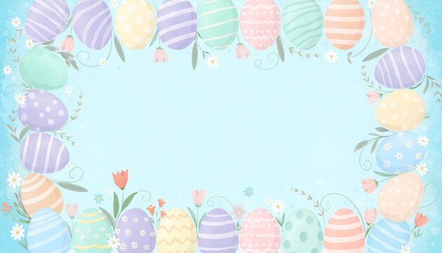 Easter egg border with floral accents Generated image