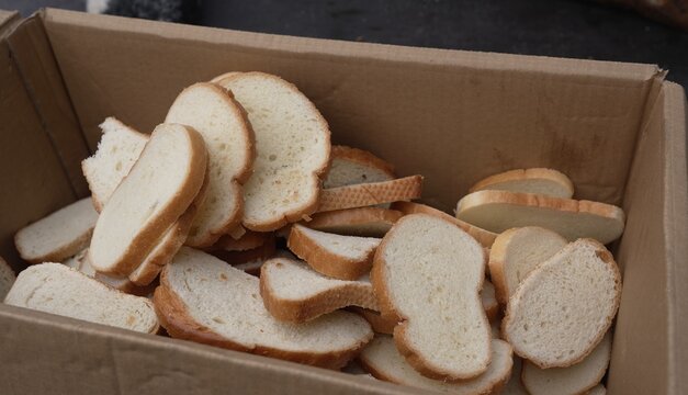 Bakery waste. Bread loss. Uneaten discarded bread. Mold on bread
