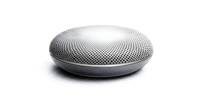 Modern Wireless Smart Speaker with Mesh Fabric Design.