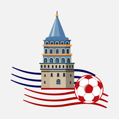 Naklejka premium Galata Tower Football Vector Design