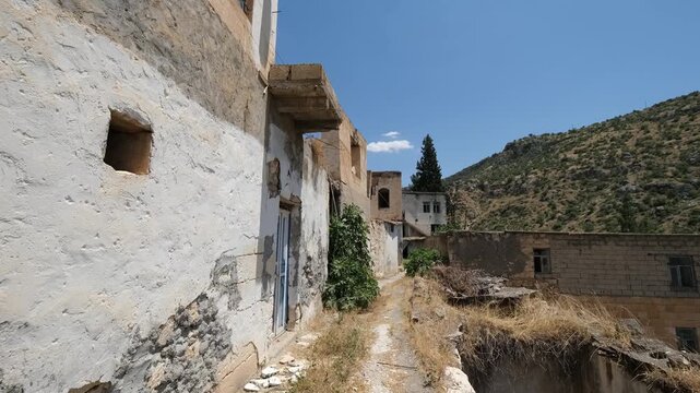 Female tourist visiting Halfeti Savasan Village, May, 11, 2023, Sanliurfa, Halfeti, Turkey