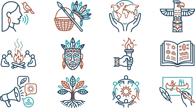 Indigenous Culture Icons: Heritage, Community, Nature, and Storytelling Symbols