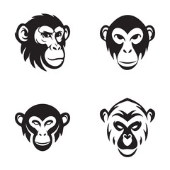 Chimpanzee and monkey head mascot vector icons set © Pixel Perfect