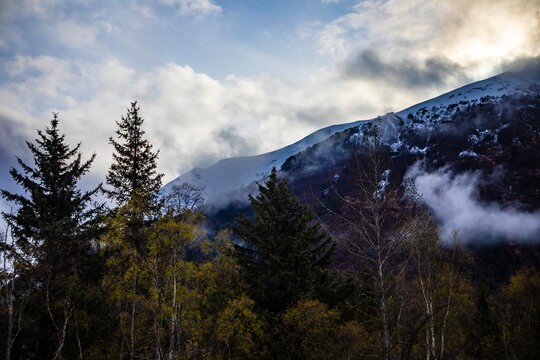 clouds in the mountains
