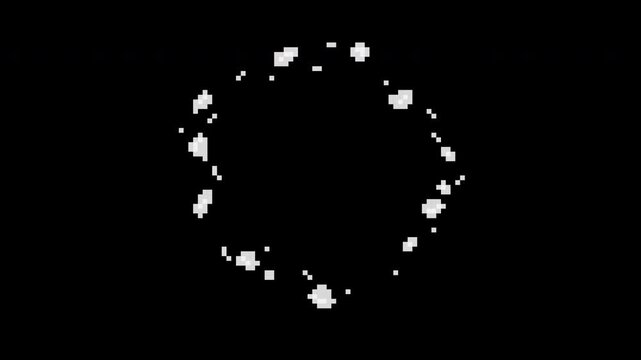 Pixel art explosion and smoke animation. Pixelated fire flame, flashes in retro style for 8 bit arcade game. 4K animated footage with transparent background