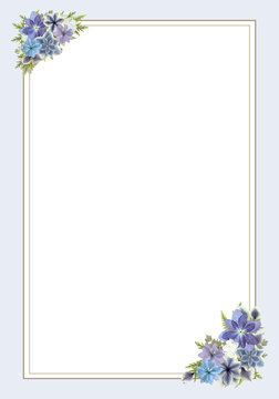 Elegant Pressed Hydrangea Floral Border Frame with Copy Space
