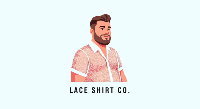 Stylish bearded man in patterned lace shirt