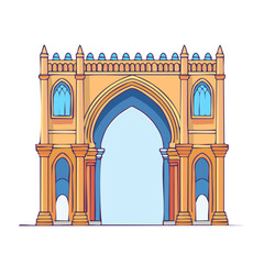 Fototapeta premium Ornate archway illustration in flat design style