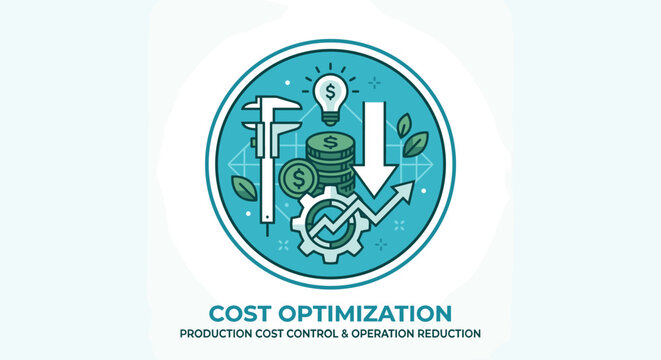 Cost optimization concept with financial growth and efficiency symbols