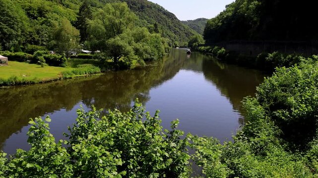 the german lahn river in summer 4k video