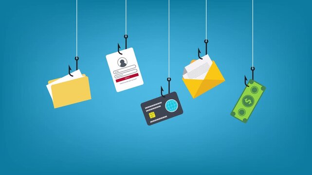 Cyber crime, phishing, stealing personal data. Cyber fraud and online scam, 4k video animation