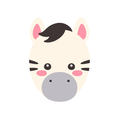 Fototapeta premium Cute Kawaii Zebra Face Flat Vector Illustration