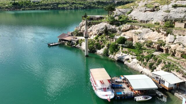 Halfeti Savasan Village Aerial View, May, 11, 2023, Sanliurfa, Halfeti, Turkey