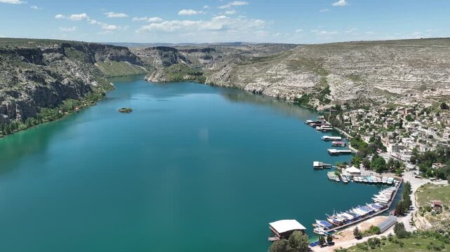 Halfeti Savasan Village Aerial View, May, 11, 2023, Sanliurfa, Halfeti, Turkey