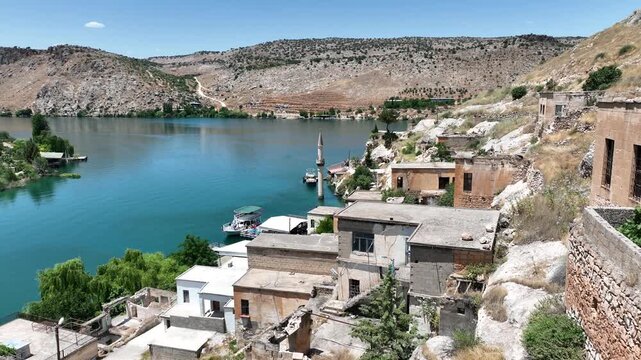 Halfeti Savasan Village Aerial View, May, 11, 2023, Sanliurfa, Halfeti, Turkey